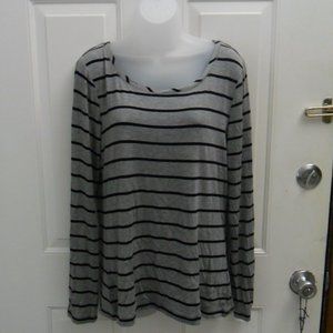 Gray striped long sleeve top